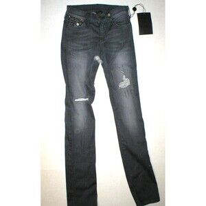 New Womens True Religion Brand Jeans Cora Metal Studs Destroyed Black NWT USA 24